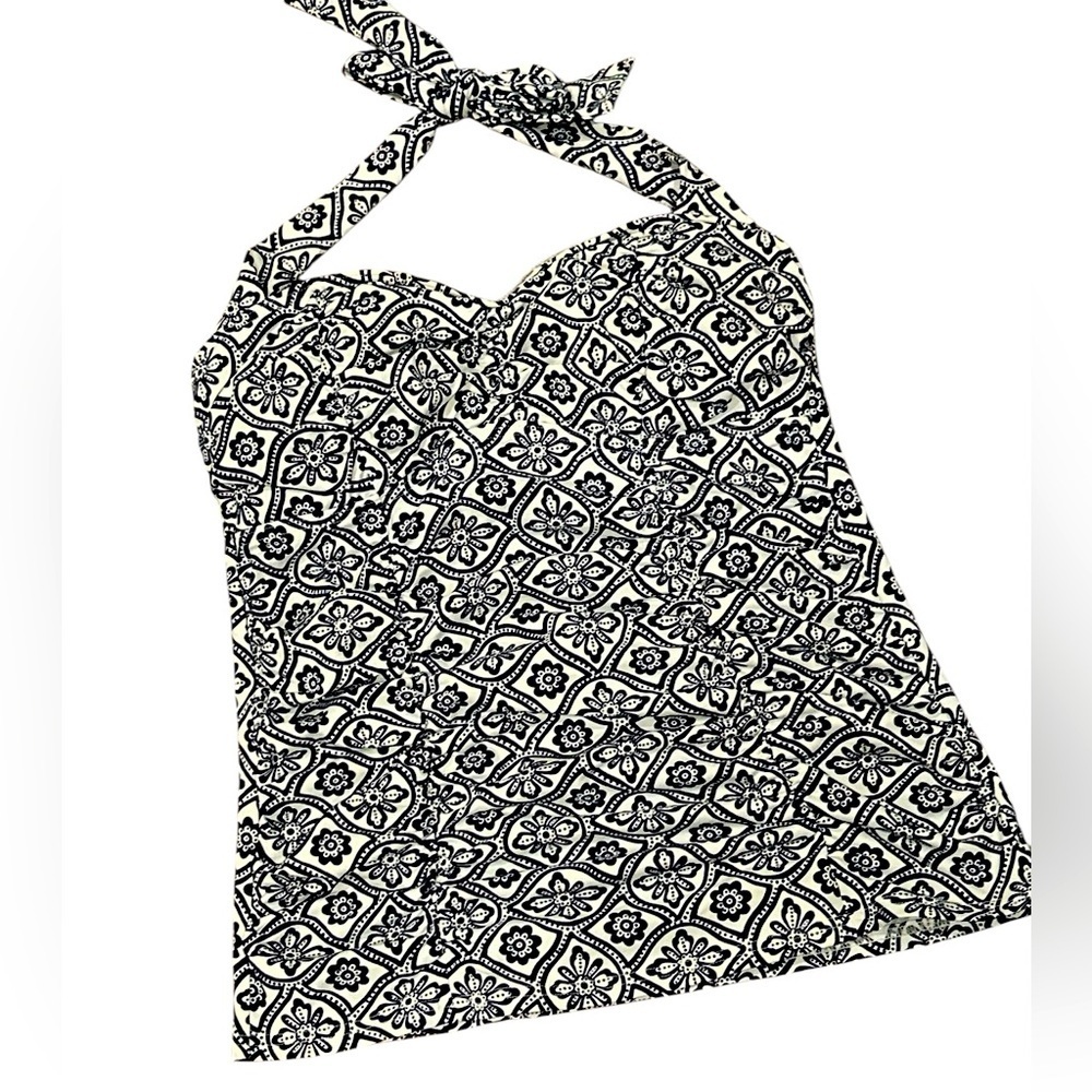 Lands' End Blue and White Tie Tankini